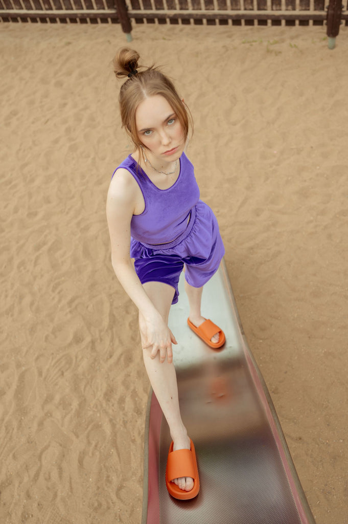 dream velvet cropped tank top violet