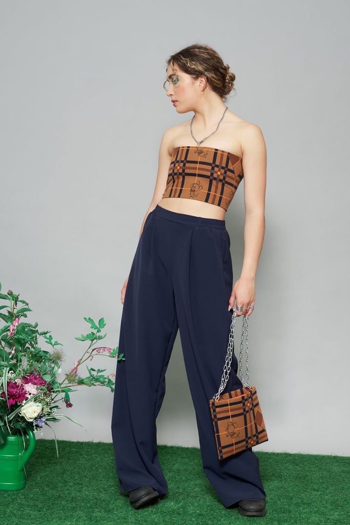 Tomboy wide leg navy kalhoty