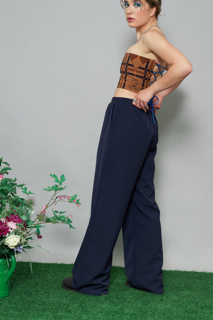 Tomboy wide leg navy kalhoty