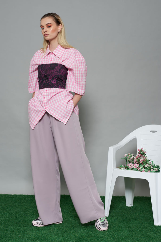 Tomboy wide leg lilac kalhoty