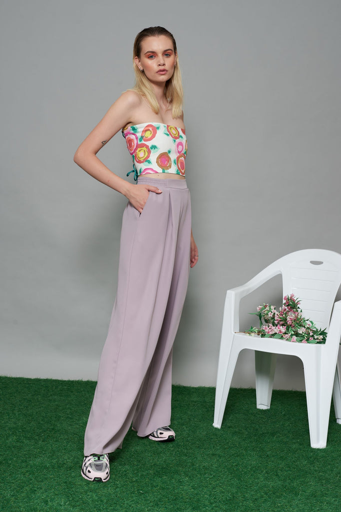 Tomboy wide leg lilac kalhoty